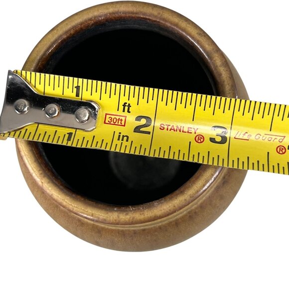 Studio Art Pottery Handmade Brown Ceramic Stoneware Vase Gloss Finish Signed PB - Picture 7 of 7